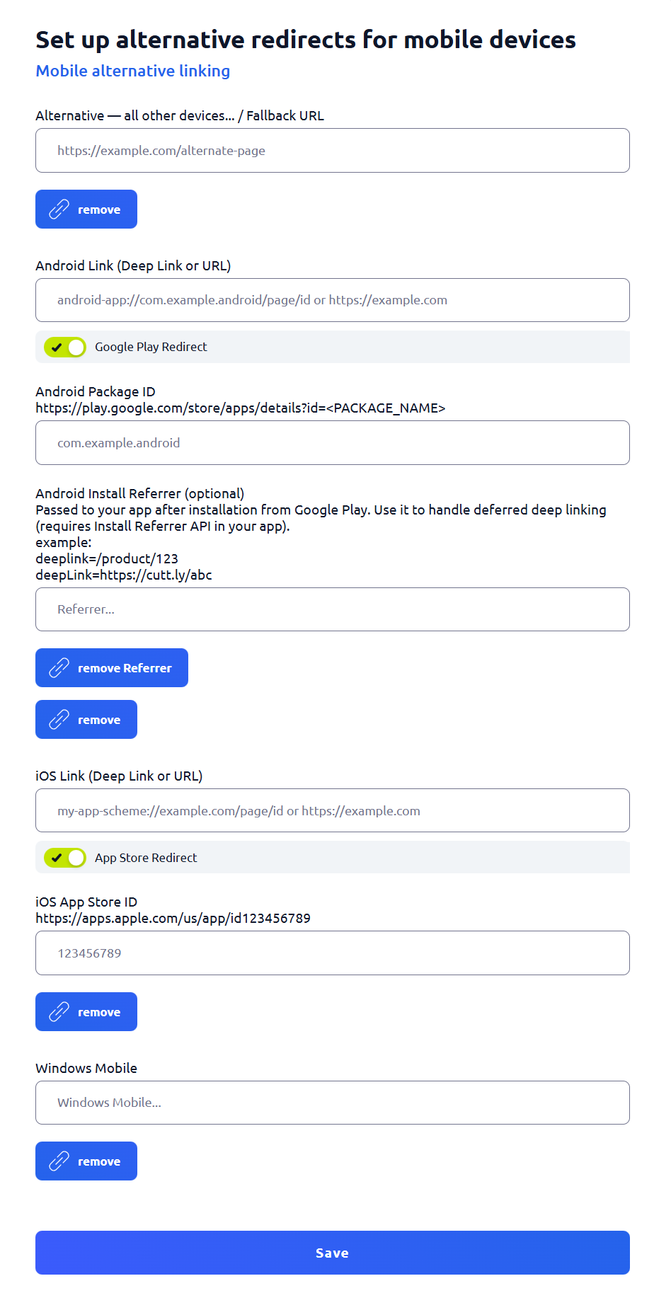 Cuttly - open mobile alternative linking