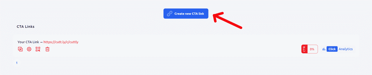 Cuttly - Create new CTA link button